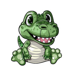 Fototapeta premium Cute crocodile animals collection. forest, mamals, farm, wild animals. Kids colorful illustration design template isolated on white background. For t-shirt, print, drawing book, kid book, education