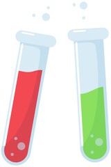 Flat illustration of a test tube with liquid isolated on white background.