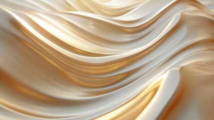 Fototapeta premium Smooth and elegant golden silk fabric with flowing design