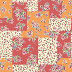Cute floral patchwork pattern perfect for textile design,