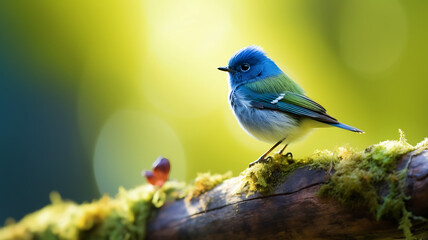 Fototapeta premium Colorful bird perching on a tree branch in the rainforest