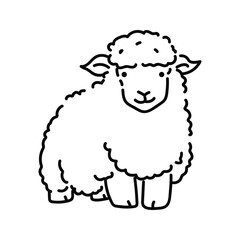 Cute sheep vector line art illustration isolated on white background. Minimalist illustration for t-shirts, jackets, hoodies, stickers, etc.