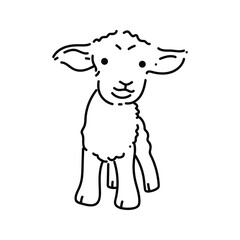 Cute sheep vector line art illustration isolated on white background. Minimalist illustration for t-shirts, jackets, hoodies, stickers, etc.