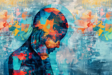 A person with mental health problems. Abstract illustration representing the challenges of mental health issues.
