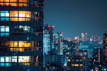 Urban Skyscraper District at Dusk