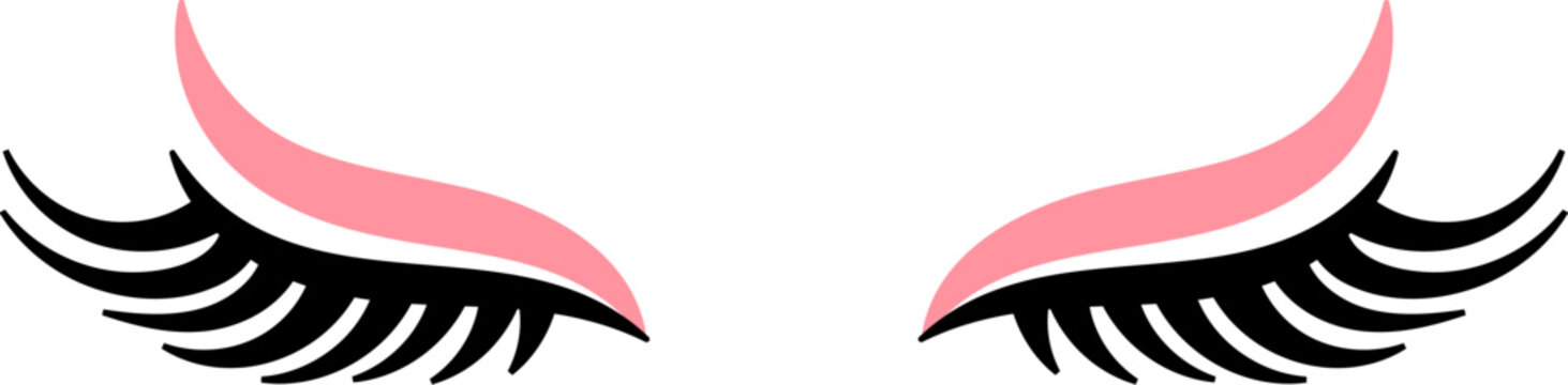 recommend clip art: elegant eyelashes logo icon with pink eyeliner 