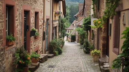  A charming street in a historic cobblestone paths.