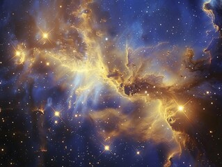 Obraz premium A beautiful, starry sky with a yellowish hue