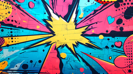 Comic book explosion background. Pop art style of graffiti background