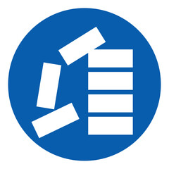 ISO mandatory safety signs_stack correctly symbol and pictogram only size 1 x 1 round shape