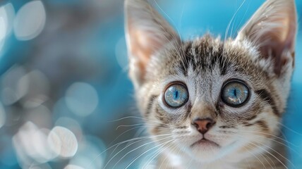 Curious kitten with bright blue eyes close-up - Powered by Adobe