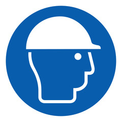 ISO mandatory safety signs_wear head protection symbol and pictogram only size 1 x 1 round shape