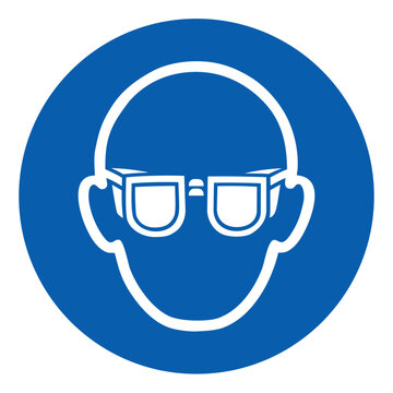ISO mandatory safety signs_wear eye protection symbol and pictogram only size 1 x 1 round shape