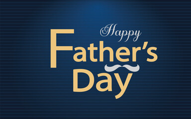 Happy father's day calligraphy design with  blue background greeting card son's love for dad with moustache icon concept vector illustration.