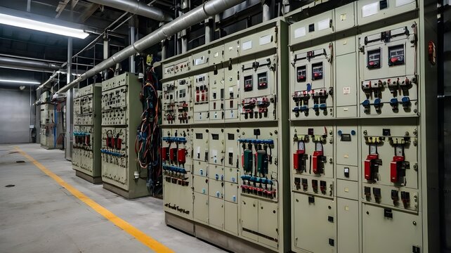 Low voltage switchgear at power plant.