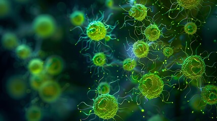 Microscopic view of green cells