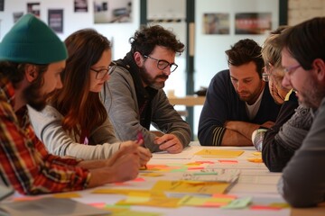 Fototapeta premium Creativity Unleashed Team Brainstorming and Developing Fresh Ideas