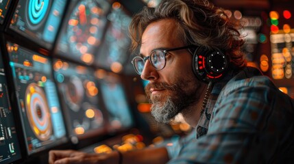 Obraz premium A Brilliant Scientist In An Ai Lab, Developing Sophisticated Machine Learning Algorithms That Drive Technological Progress