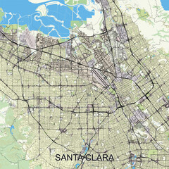 Santa Clara, California, USA map poster art