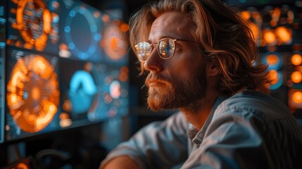 Obraz premium A Brilliant Software Developer Working On A Machine Learning-Driven Analytics Platform, Transforming Data Into Insights With Intelligent Algorithms