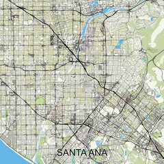 Santa Ana, California, USA map poster art