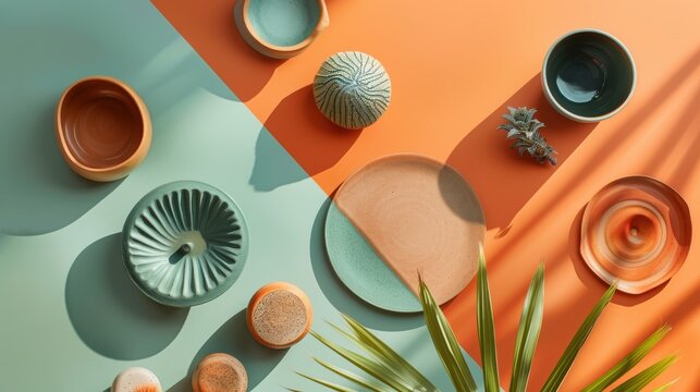 a softly lit clay studio scene color palette, featuring the colors