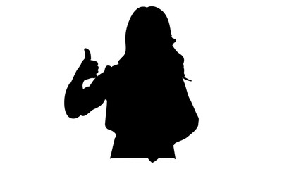 silhouette of confident businesswoman thumbs up