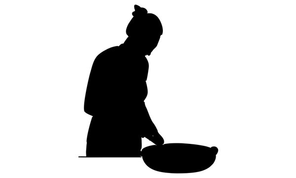 recommend clip art: silhouette of woman cooking food