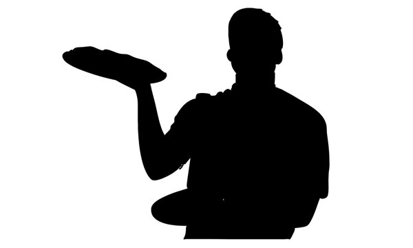 recommend clip art: silhouette of chef with pizza