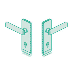 Isometric hotel handles isolated on white background. Outline objects.