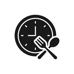 Time to eat icon flat style isolated on white background. Vector illustration