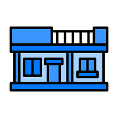 Minimalist House Blue Filled