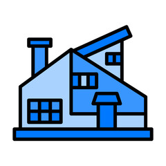 Minimalist House Blue Filled
