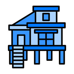 Beach House Blue Filled