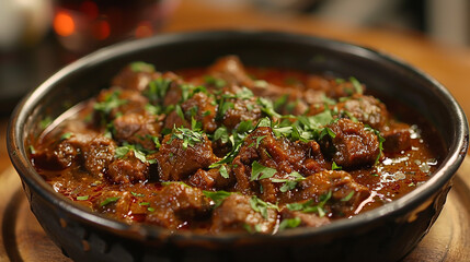 Fototapeta premium Beef curry rogan josh. Indian tradition foods.