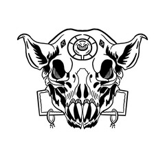 simple illustration of a transparent pig skull PNG