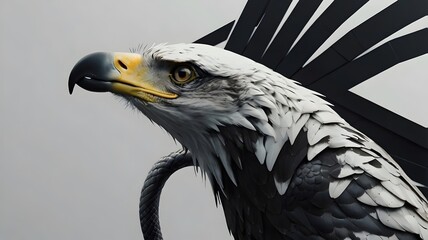 A sleek, minimalist depiction of an eagle and snake