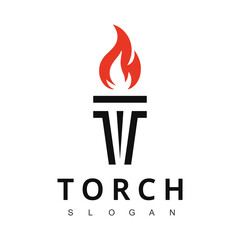 Burning Torch Fire Flame Logo Design