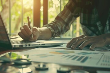 Obraz premium Hand Interacting with Modern Computer