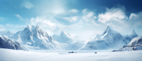 Majestic Snow-Covered Mountain Range