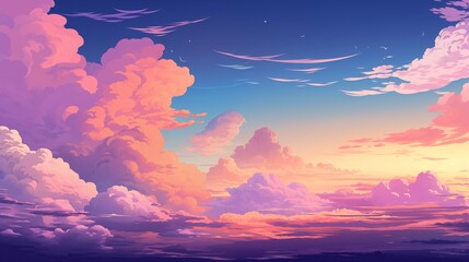 Stunning Digital Illustration of a Majestic Cloudscape at Sunset