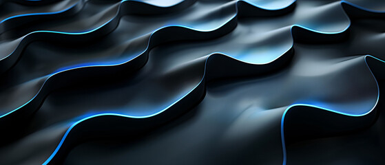 Abstract Black and Blue Wave Patterns on a Dark Background
