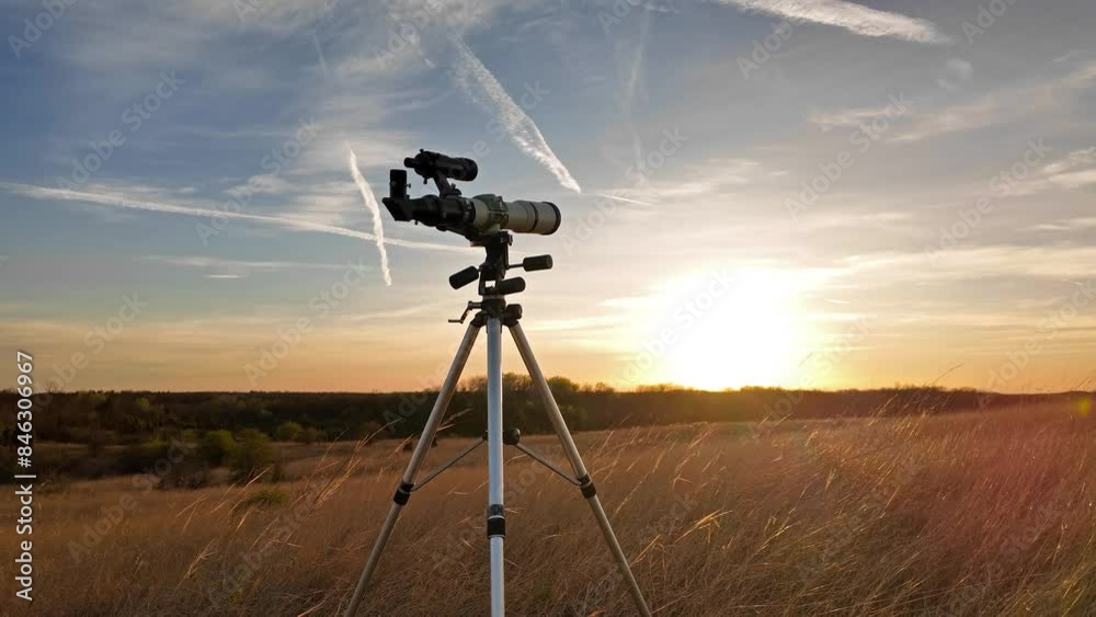 Wall mural astronomical telescope for observing stars, planets, moon and other celestial objects.