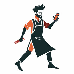 Barber In Action silhouette vector art illustration