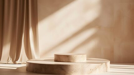 Sunlight on Circular Stone Platform Casting Shadows