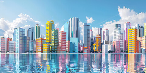 A vector illustration of a city with a lot of tall buildings ,Modern many buildings and skyscrapers
