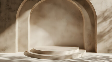 Sunlight on Circular Stone Platform Casting Shadows