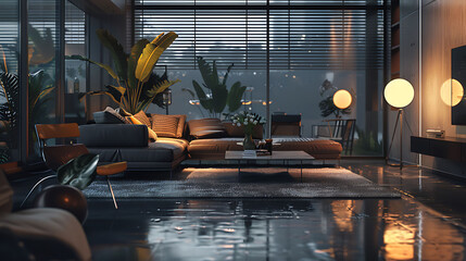 A modern interior with sleek design elements and a sophisticated look, captured in HD quality