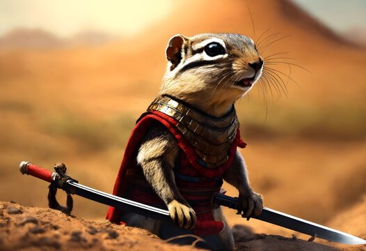 , knight with sword and shield, Samurai African Ground Squirrel Jacket: Standing Out on Land - Striking Images of Unique Wildlife 