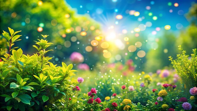 Abstract Nature Background: Grass with Blue Sky. Perfect for: spring and summer promotions, nature-themed designs, eco-friendly advertisements, social media posts, website banners.